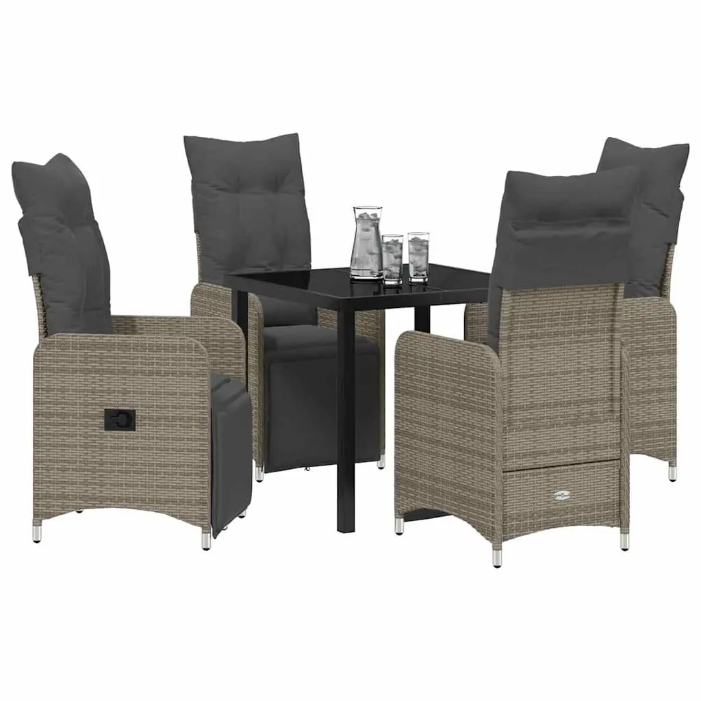 Garden Dining Set Grey 5 Piece Outdoor Furniture Poly Rattan Table Chairs