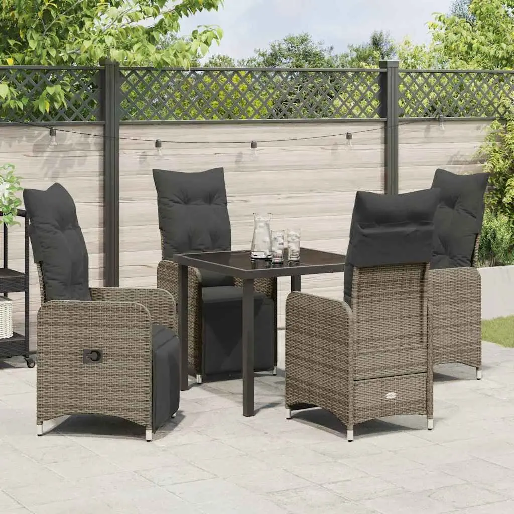 Garden Dining Set Grey 5 Piece Outdoor Furniture Poly Rattan Table Chairs