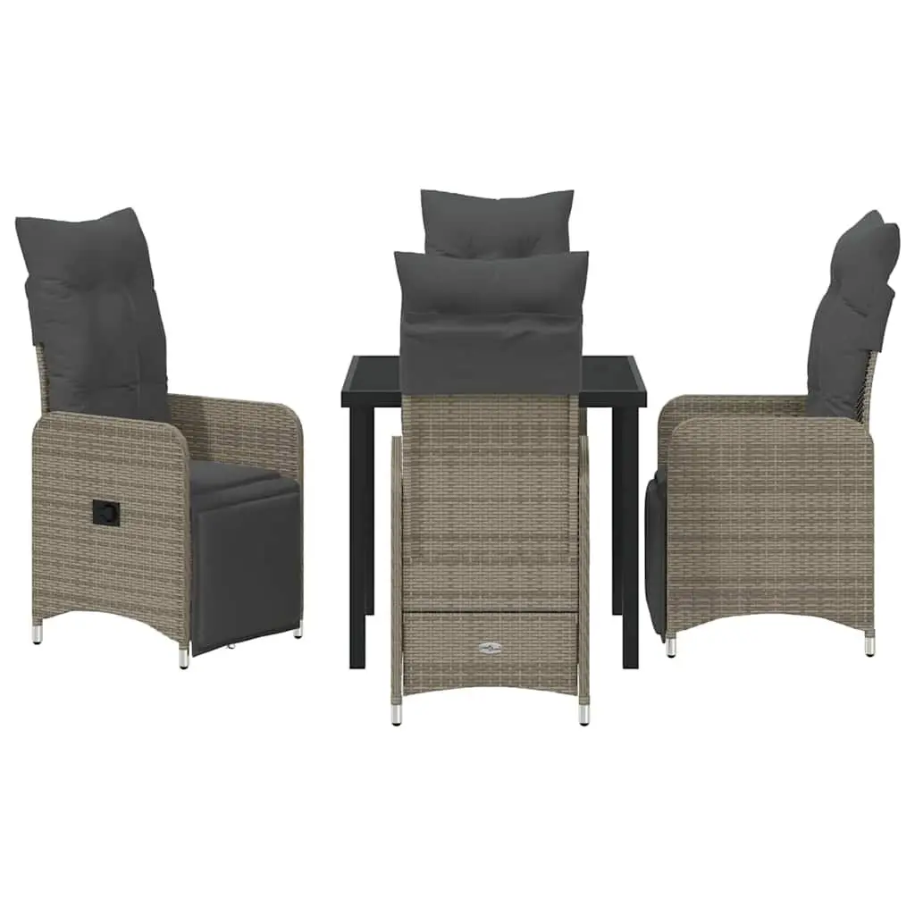 Garden Dining Set Grey 5 Piece Outdoor Furniture Poly Rattan Table Chairs
