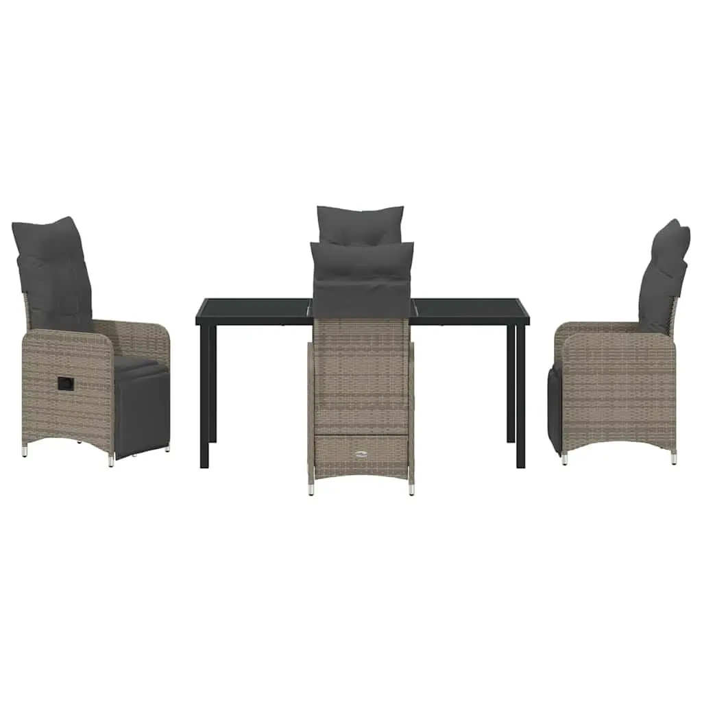 Garden Dining Set 5 Pieces Grey Poly Rattan Outdoor Furniture Patio Table Chairs