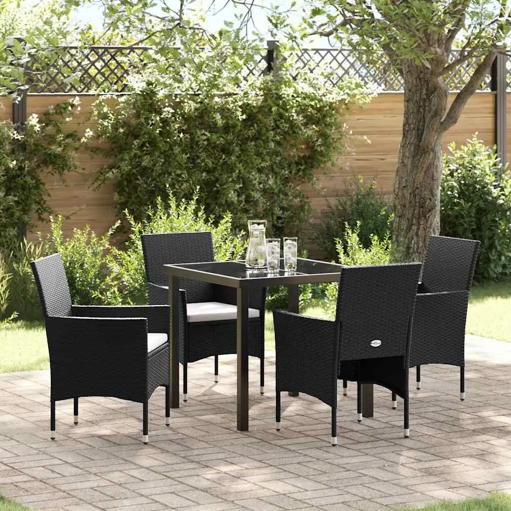 Garden Dining Set 5 Piece Black Outdoor Furniture Patio Table Chairs with