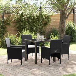 Garden Dining Set 5 Piece Black Outdoor Furniture Patio Table Chairs with