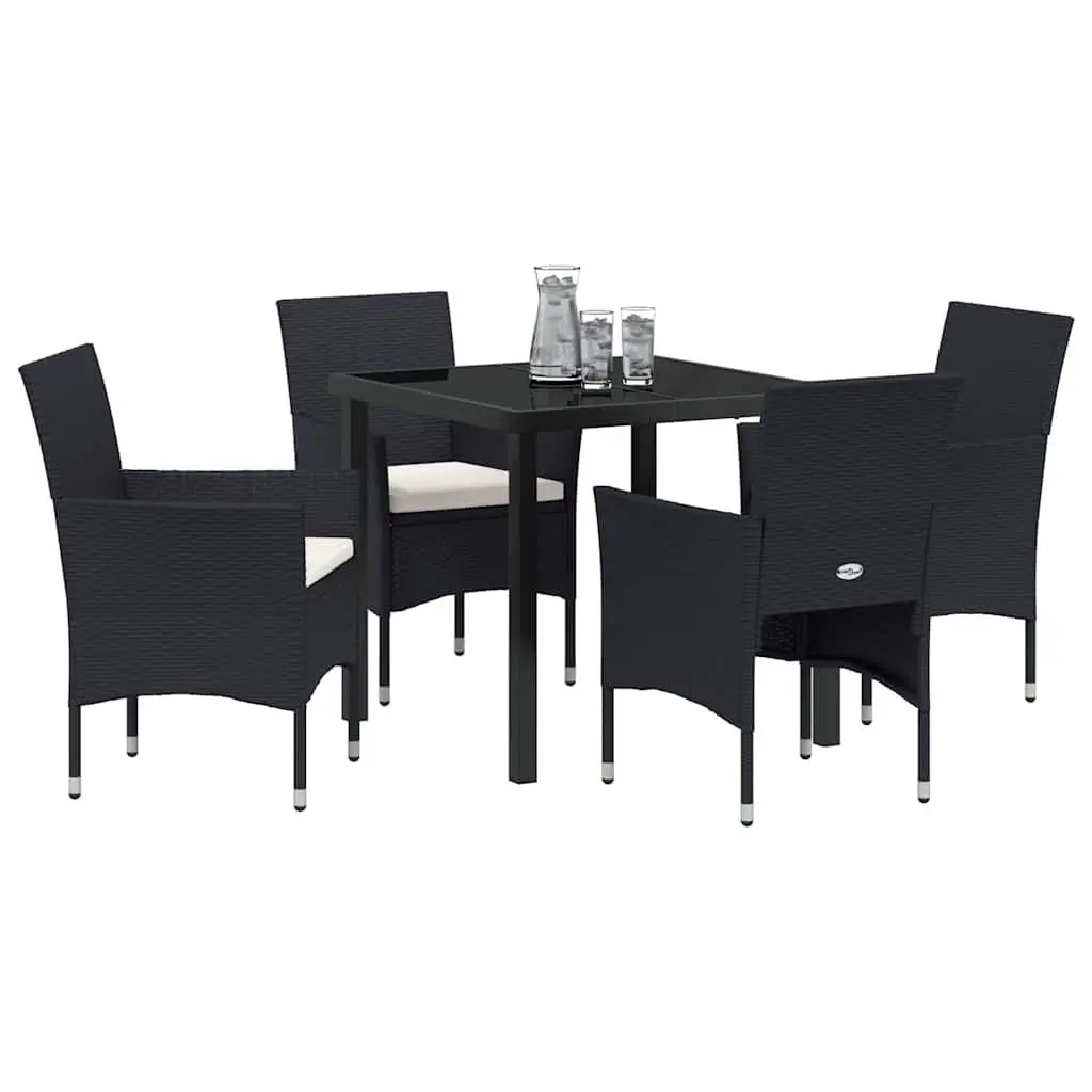 Garden Dining Set 5 Piece Black Outdoor Furniture Patio Table Chairs with