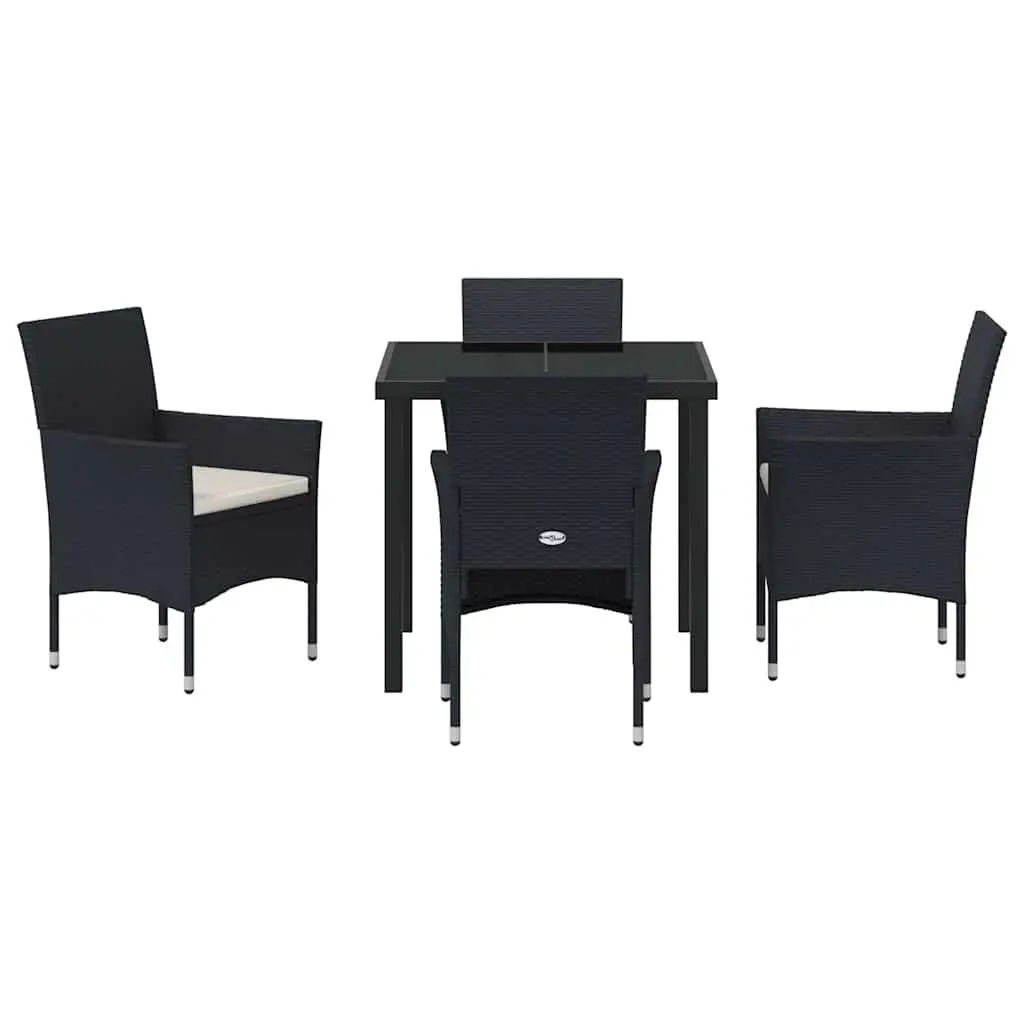 Garden Dining Set 5 Piece Black Outdoor Furniture Patio Table Chairs with