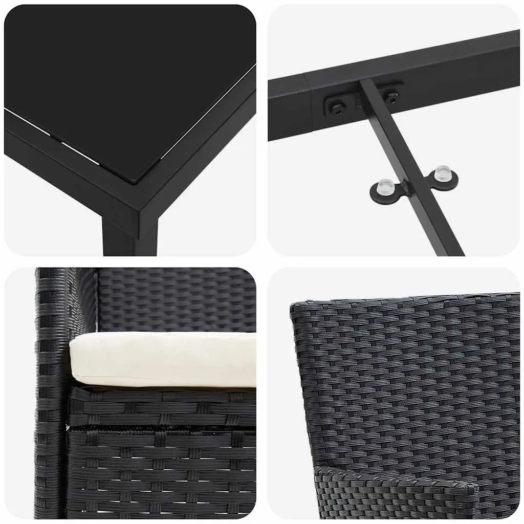Garden Dining Set 5 Piece Black Outdoor Furniture Patio Table Chairs with