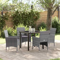Garden Dining Set 5 Piece Outdoor Patio Furniture with Cushion Grey