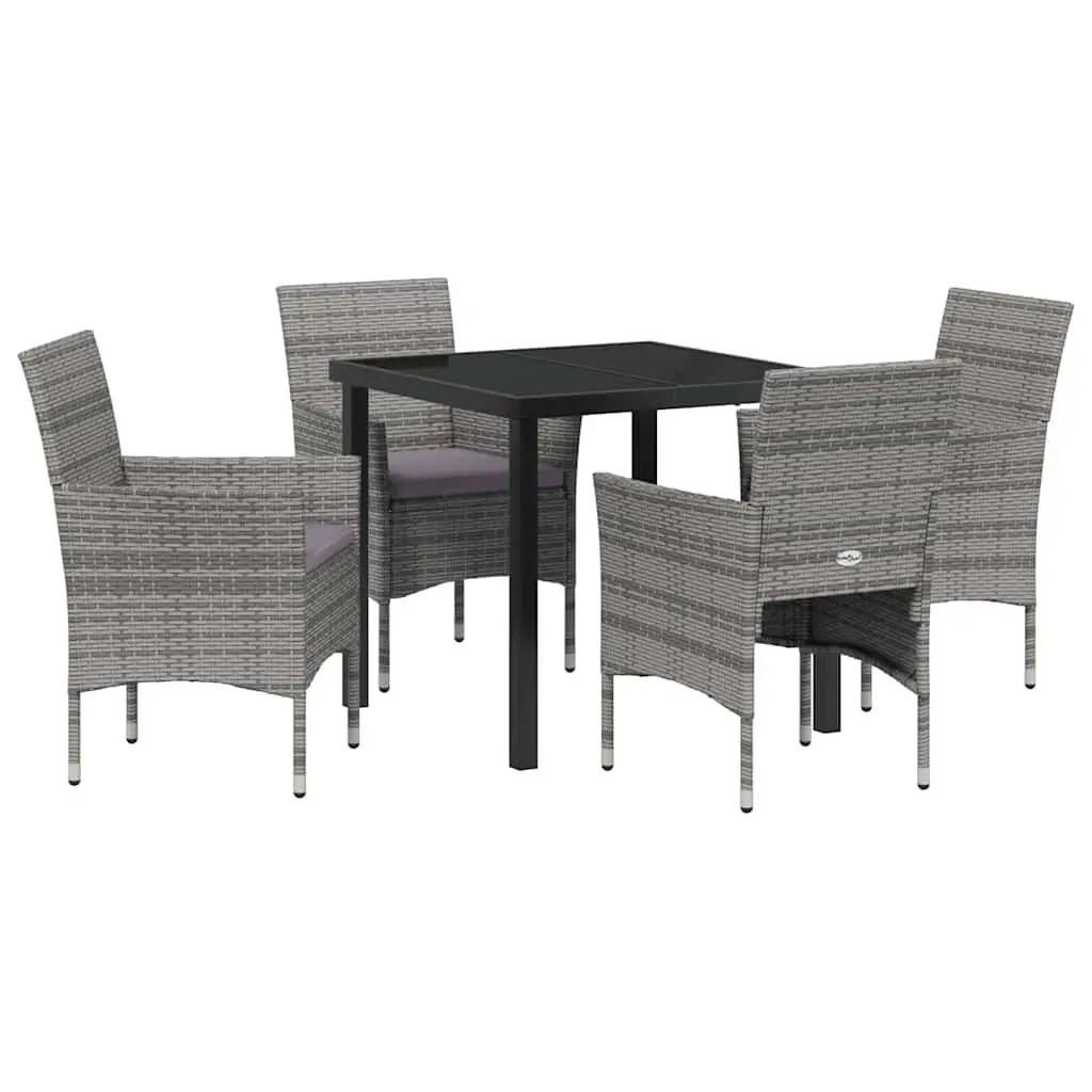 Garden Dining Set 5 Piece Outdoor Patio Furniture with Cushion Grey