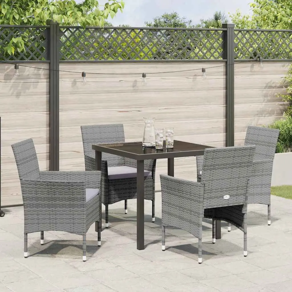 Garden Dining Set 5 Piece Outdoor Patio Furniture with Cushion Grey