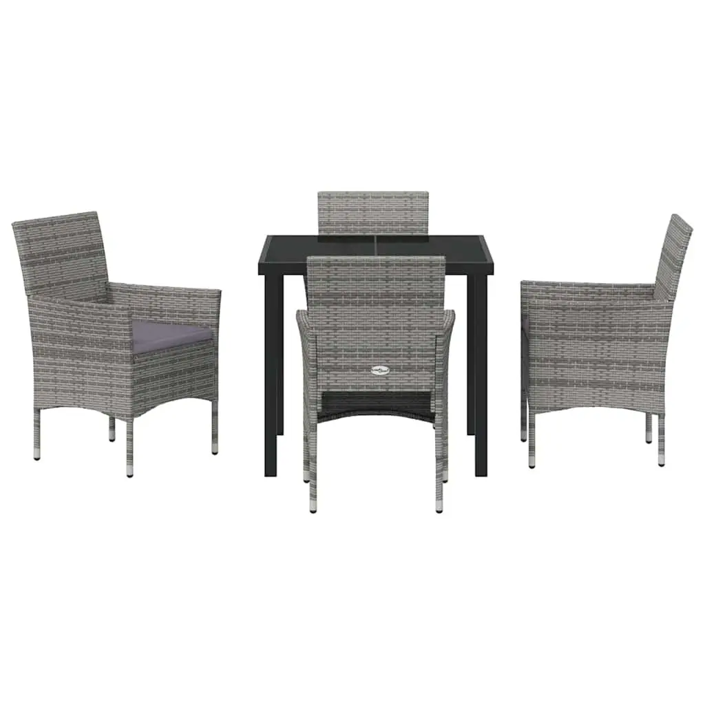 Garden Dining Set 5 Piece Outdoor Patio Furniture with Cushion Grey