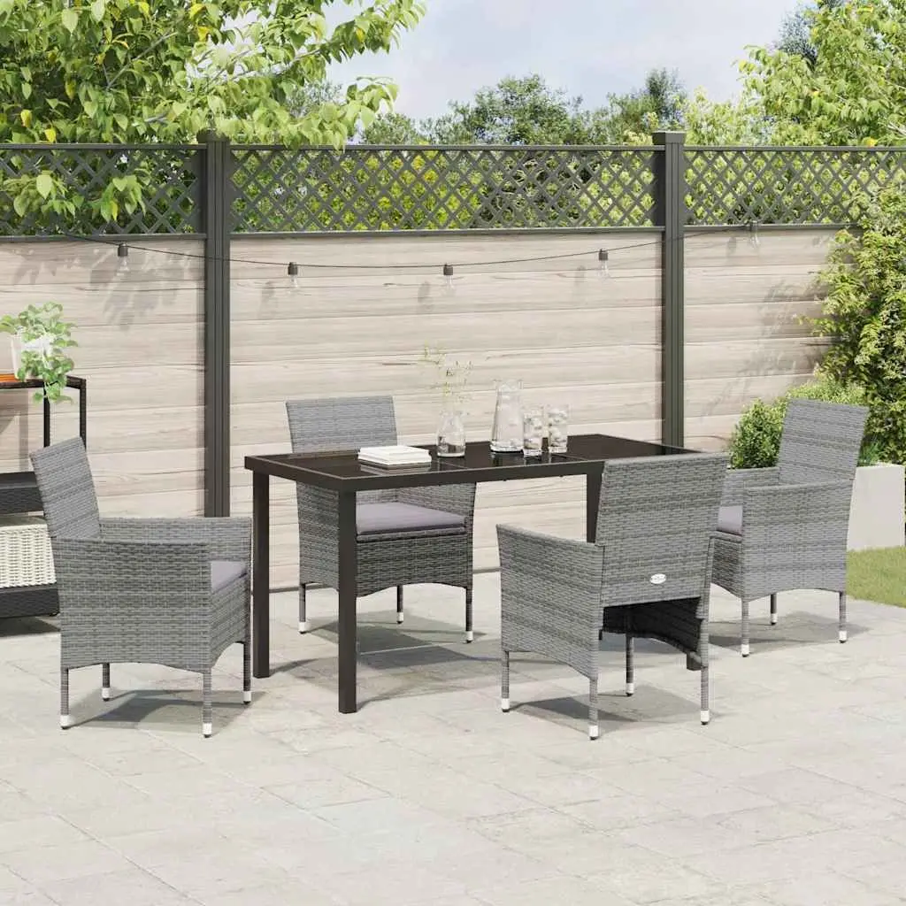 Garden Dining Set Grey 5 Piece Outdoor Furniture Patio Table Chairs