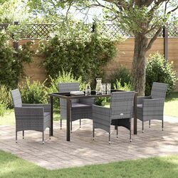 Concise 5-Piece Grey Outdoor Dining Set