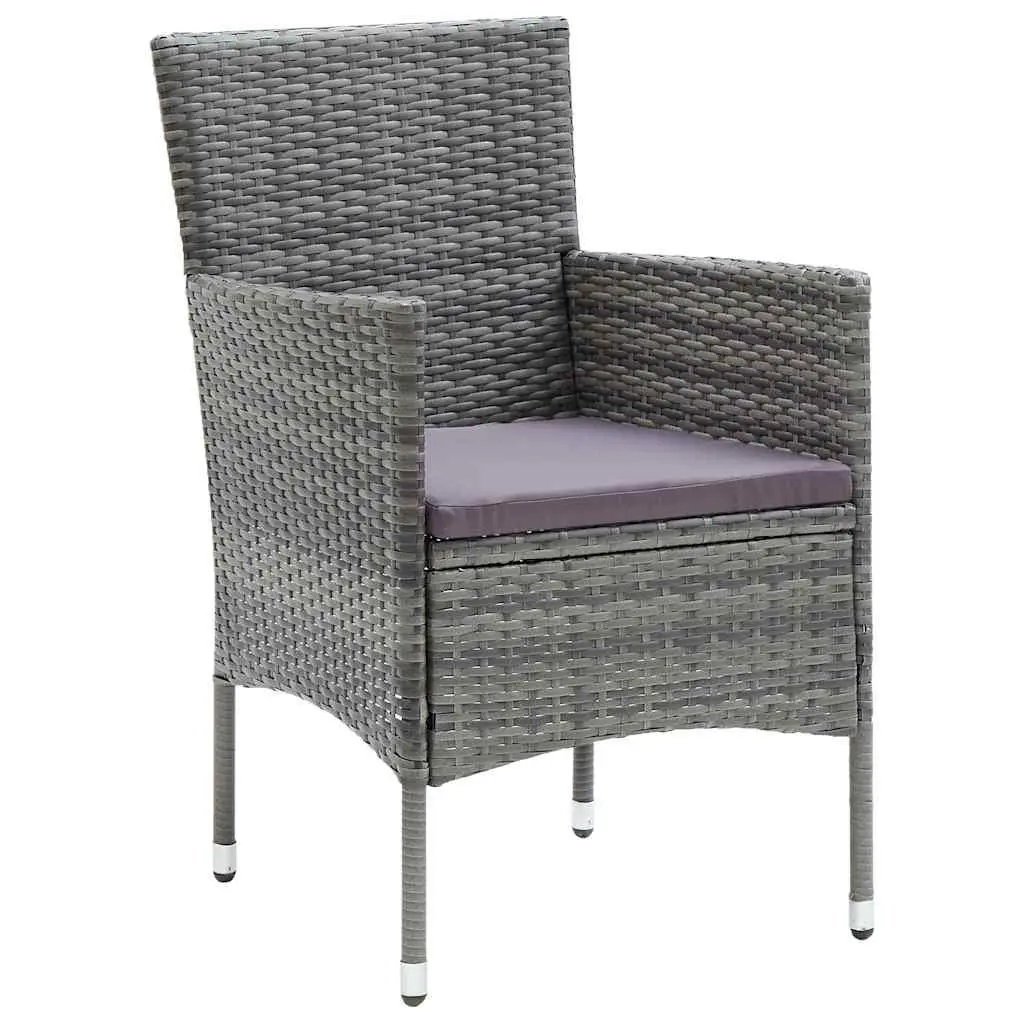 Garden Dining Set 7 Pieces Grey Outdoor Furniture with Cushions Glass Table