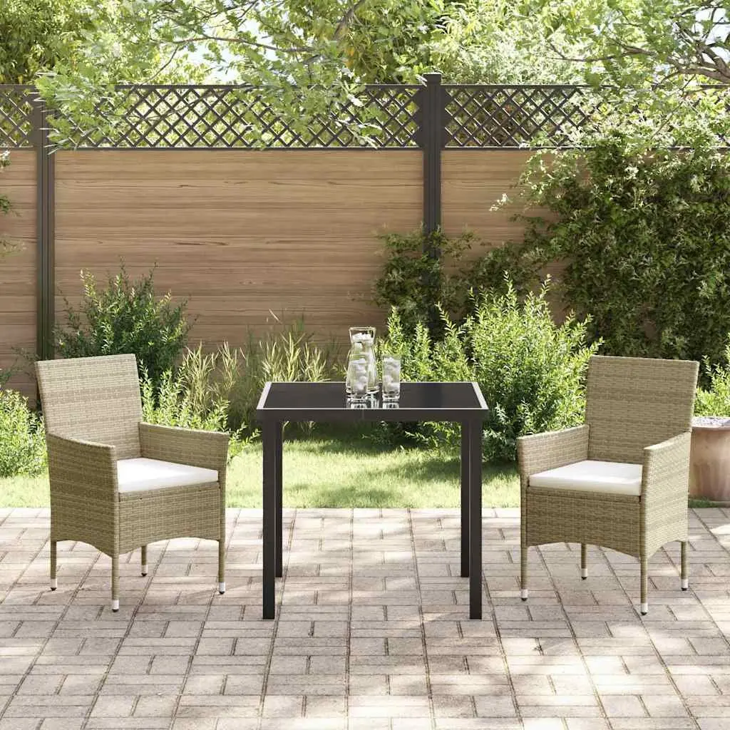 Outdoor Dining Set Beige 3 Pieces Garden Patio Furniture with Cushions