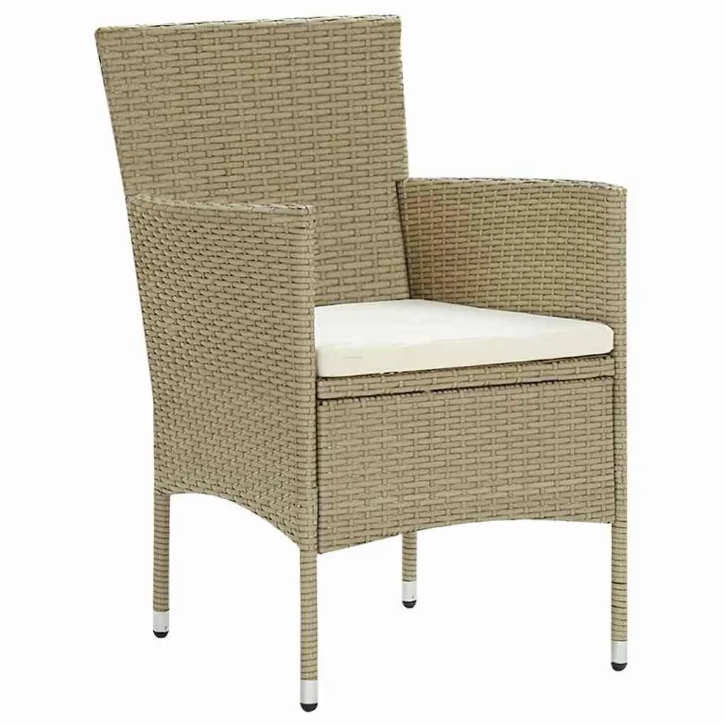 Garden Dining Set Beige 5 Piece Outdoor Furniture Poly Rattan Cushion Patio