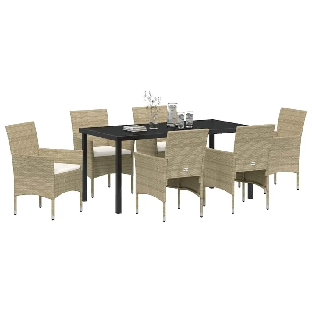 Garden Dining Set 7 Piece Beige Outdoor Furniture Patio Table Chairs with