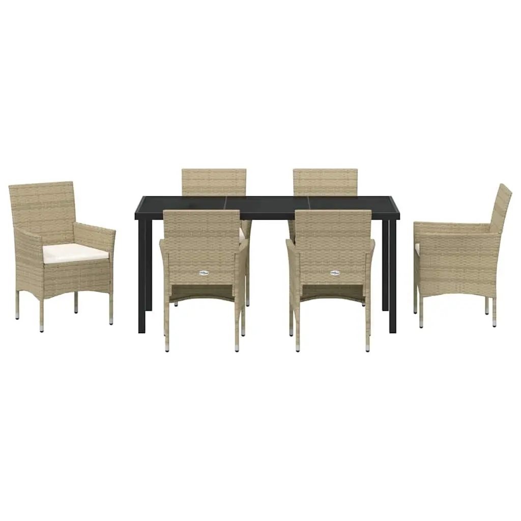 Garden Dining Set 7 Piece Beige Outdoor Furniture Patio Table Chairs with