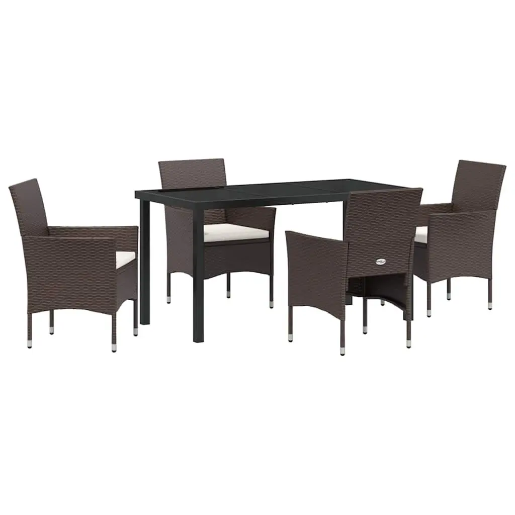 Outdoor Garden Dining Set Brown 5 Piece Poly Rattan Chair Table Patio Furniture