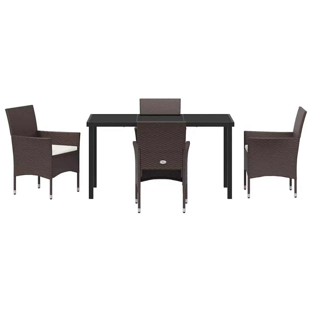 Outdoor Garden Dining Set Brown 5 Piece Poly Rattan Chair Table Patio Furniture