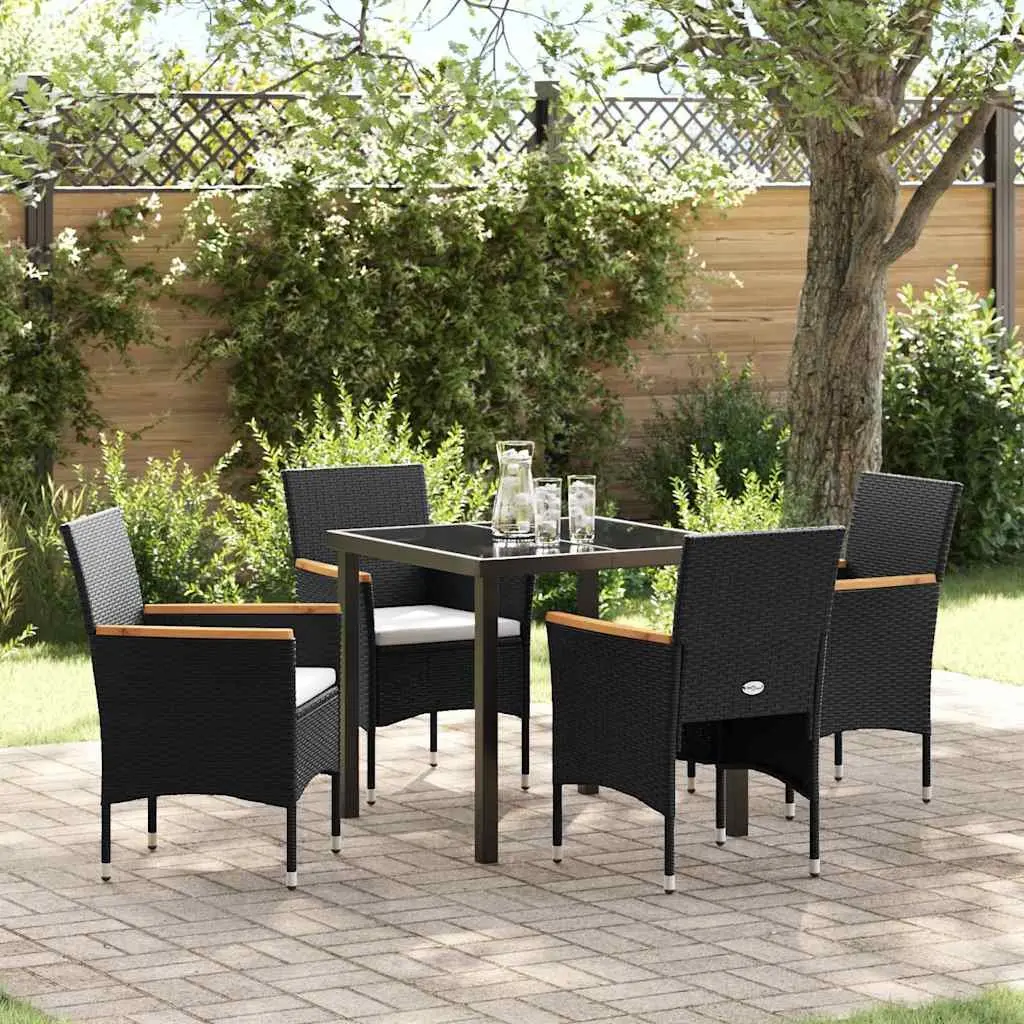 Garden Dining Set Black 5 Piece Outdoor Furniture Patio Seating Table Chair