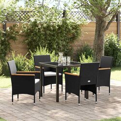 Compact Black Garden Dining Set - 5 Pieces for Outdoors