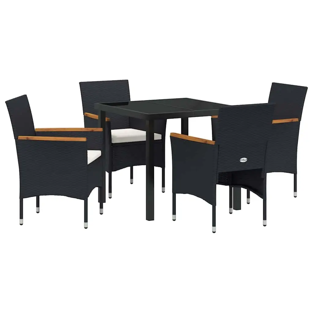 Garden Dining Set Black 5 Piece Outdoor Furniture Patio Seating Table Chair