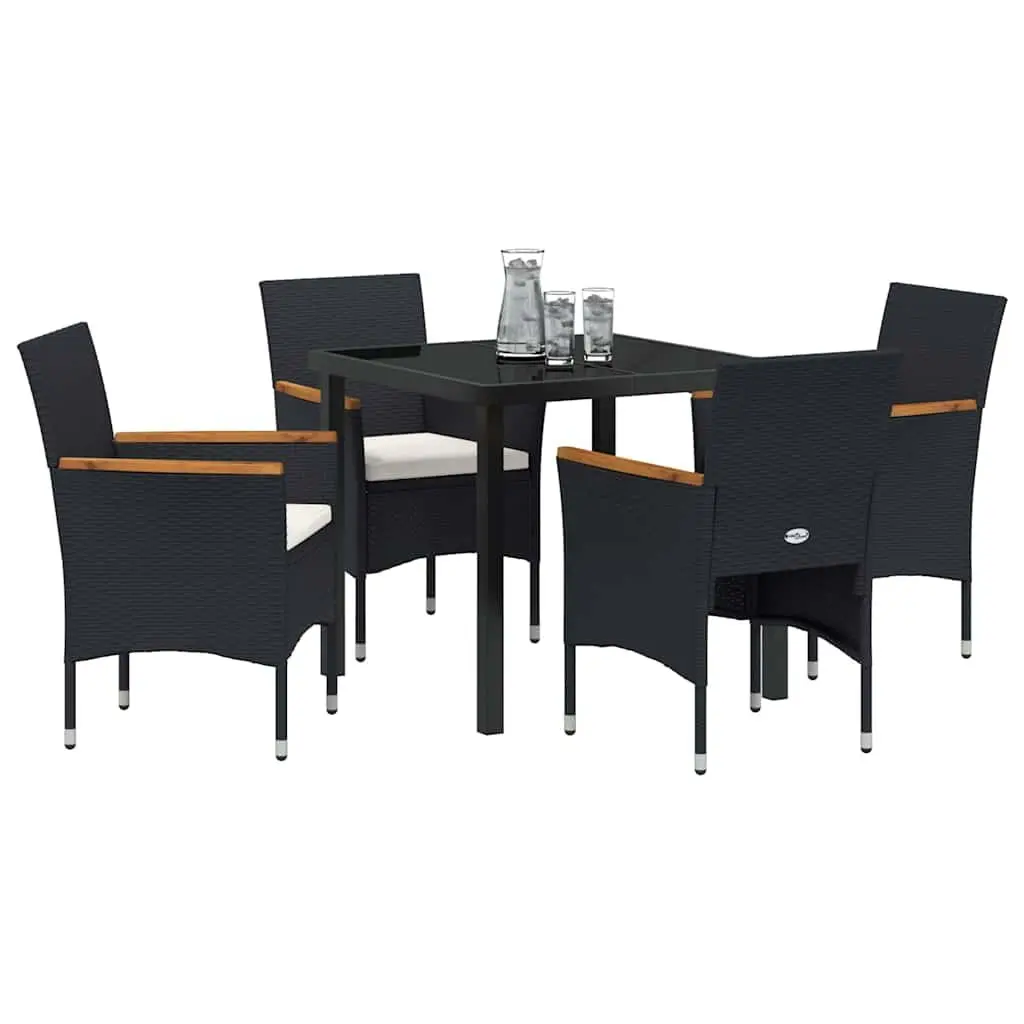 Garden Dining Set Black 5 Piece Outdoor Furniture Patio Seating Table Chair