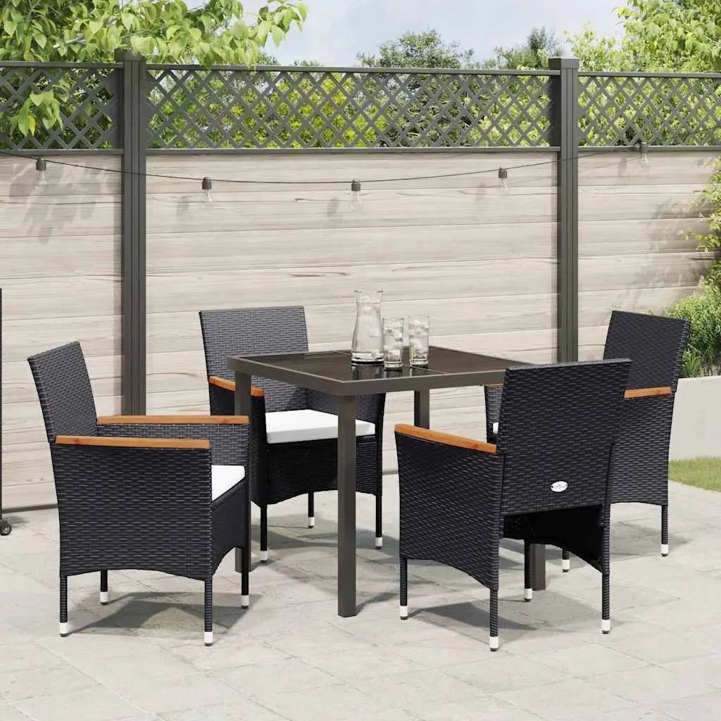 Garden Dining Set Black 5 Piece Outdoor Furniture Patio Seating Table Chair