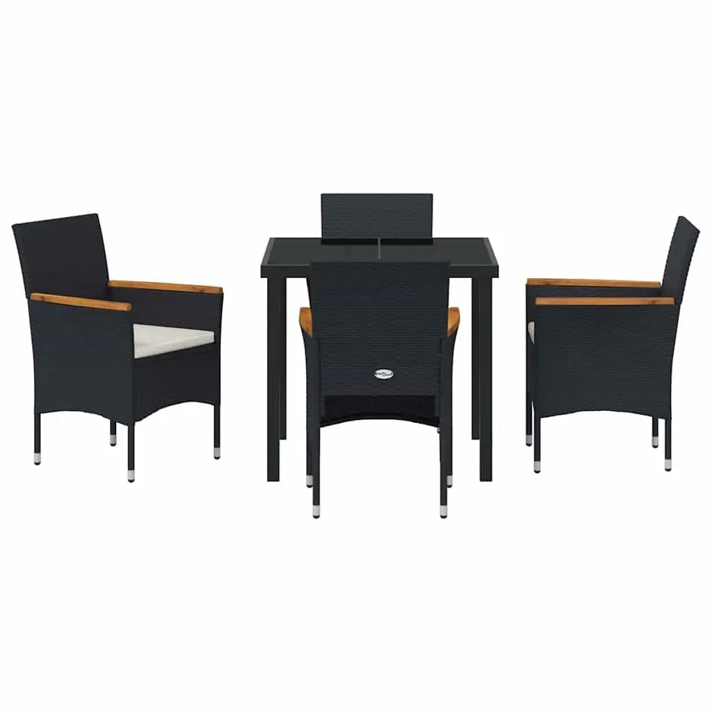 Garden Dining Set Black 5 Piece Outdoor Furniture Patio Seating Table Chair