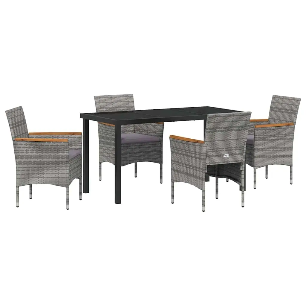 Garden Dining Set Outdoor Patio Furniture 5 Piece Grey Poly Rattan Chairs Table