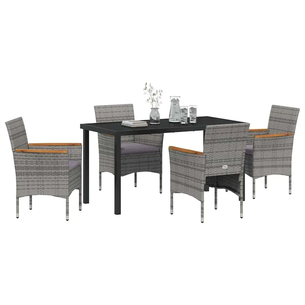 Garden Dining Set Outdoor Patio Furniture 5 Piece Grey Poly Rattan Chairs Table