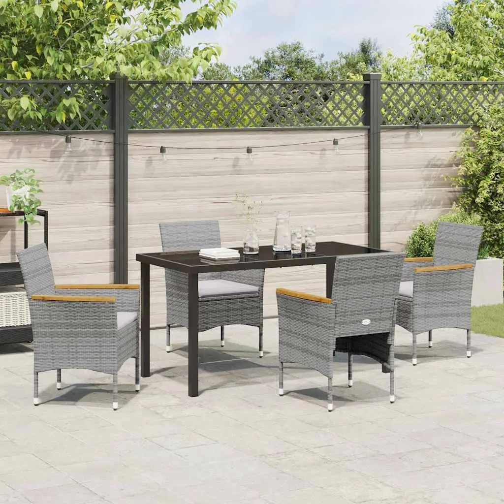Garden Dining Set Outdoor Patio Furniture 5 Piece Grey Poly Rattan Chairs Table