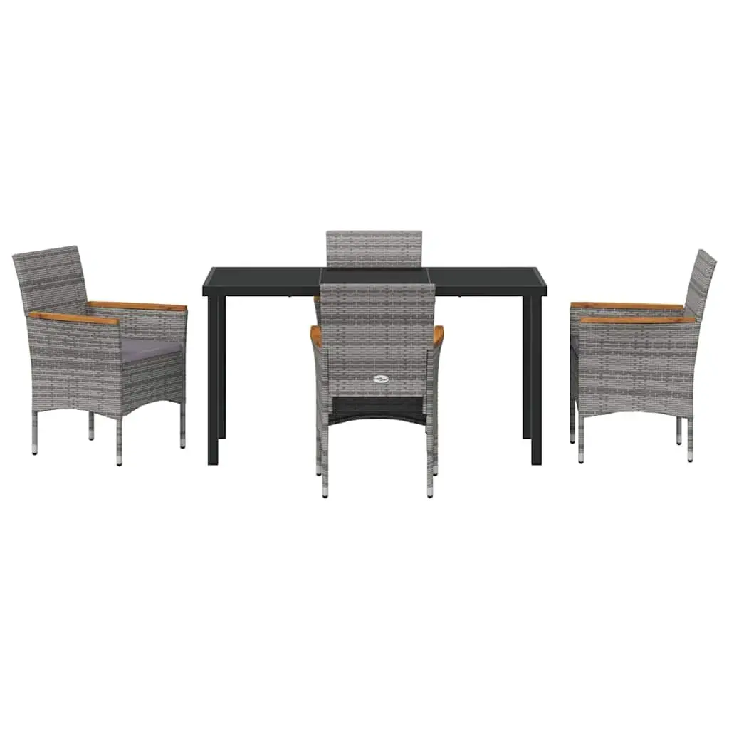 Garden Dining Set Outdoor Patio Furniture 5 Piece Grey Poly Rattan Chairs Table