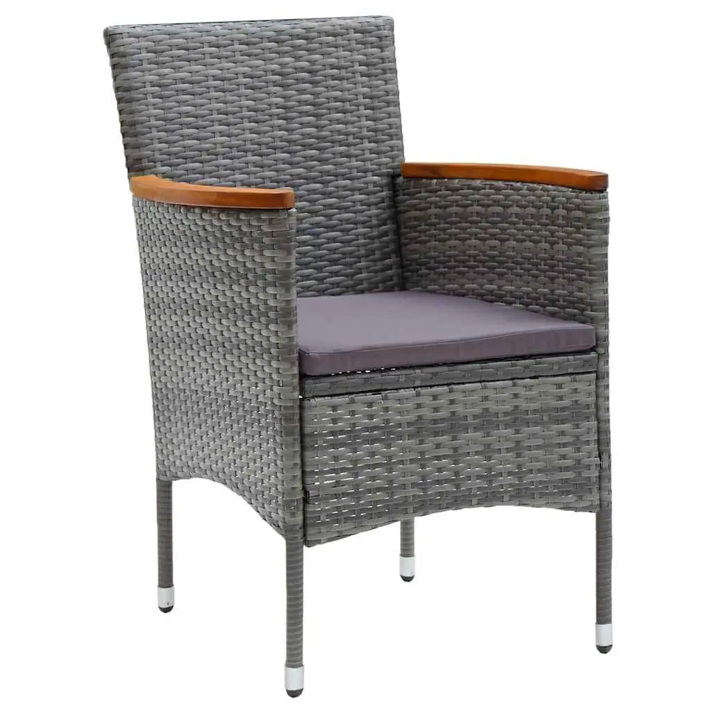 Garden Dining Set 5 Piece Outdoor Furniture Poly Rattan Glass Top Patio Grey