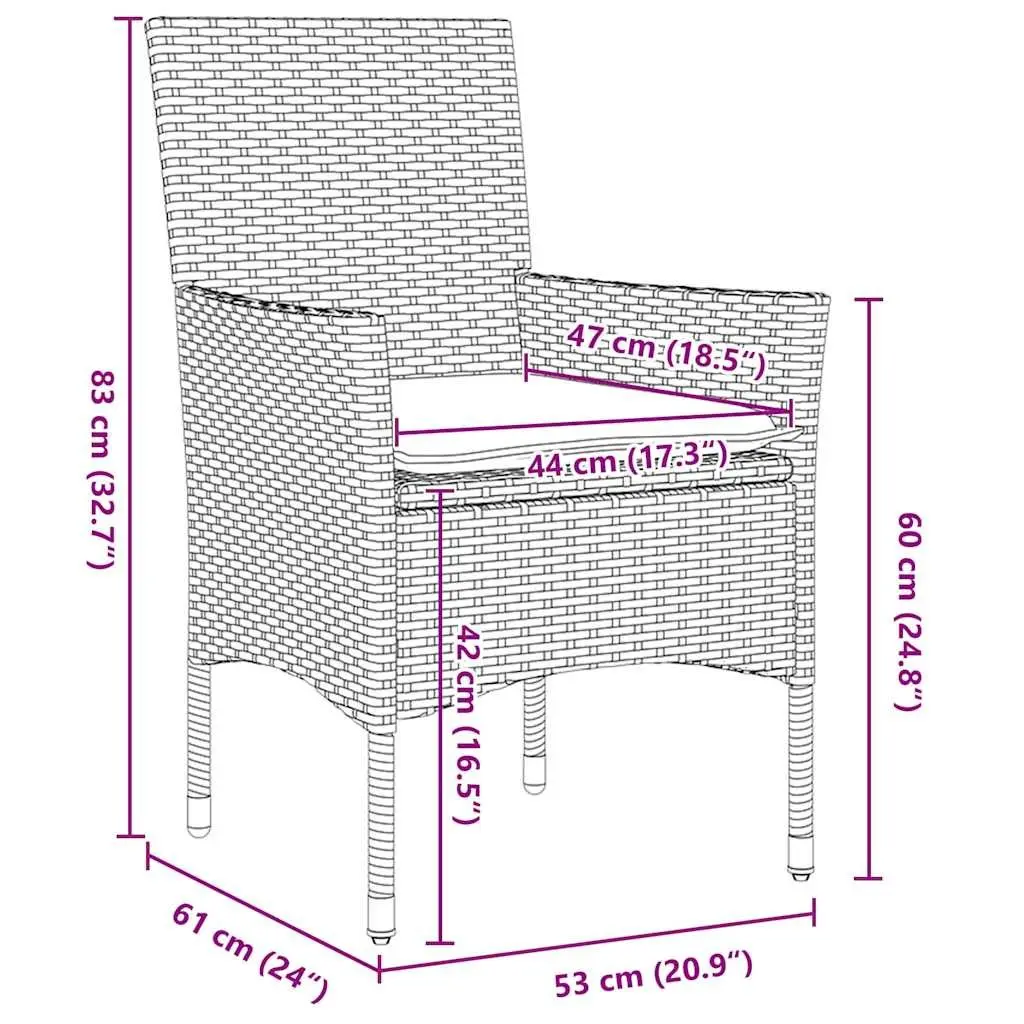 Garden Dining Set 3 Piece Outdoor Furniture Poly Rattan with Cushions Light Grey