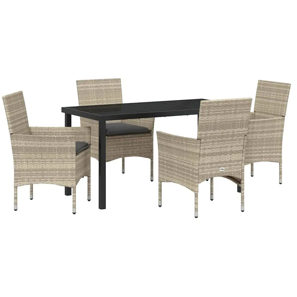Garden Dining Set 5 Piece Outdoor Furniture Poly Rattan Chair Table Cushion