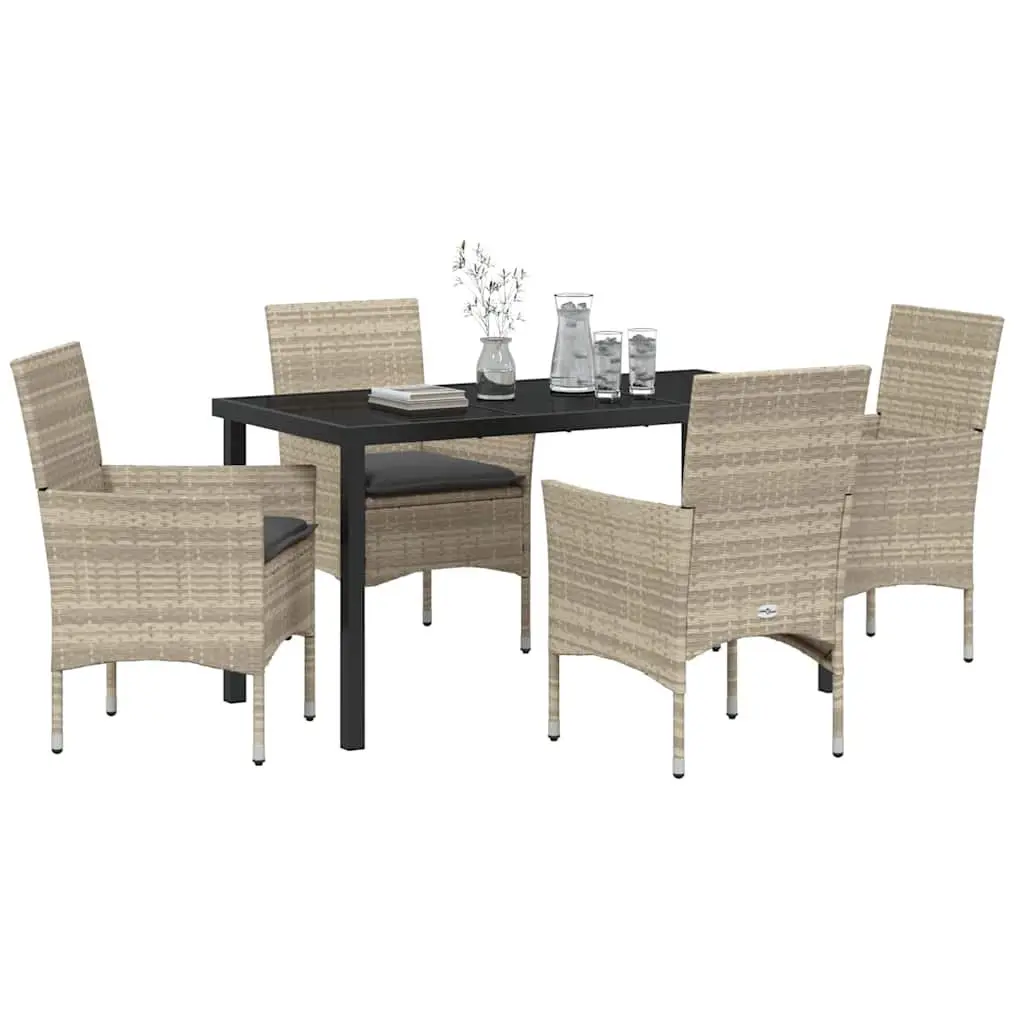 Garden Dining Set 5 Piece Outdoor Furniture Poly Rattan Chair Table Cushion