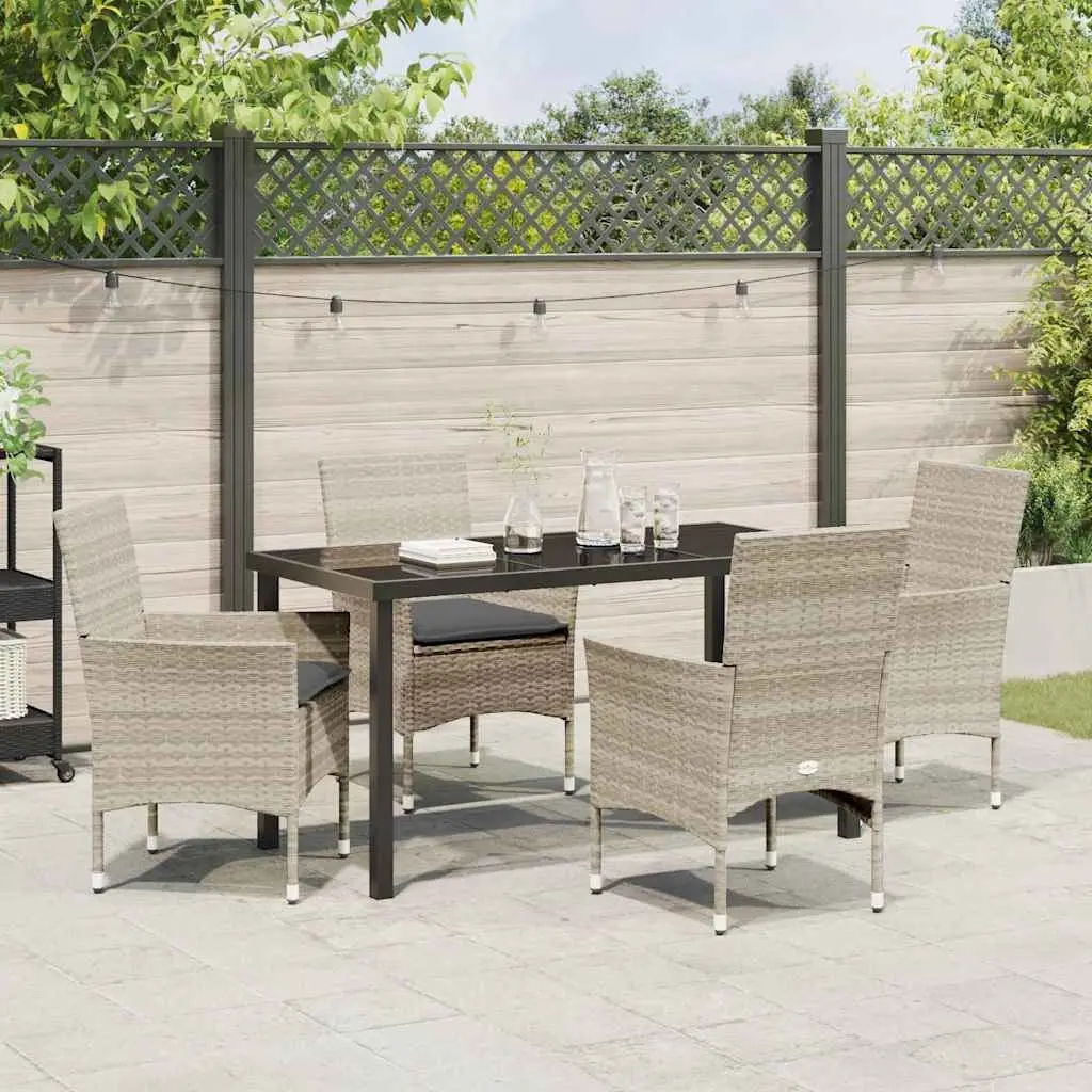 Garden Dining Set 5 Piece Outdoor Furniture Poly Rattan Chair Table Cushion