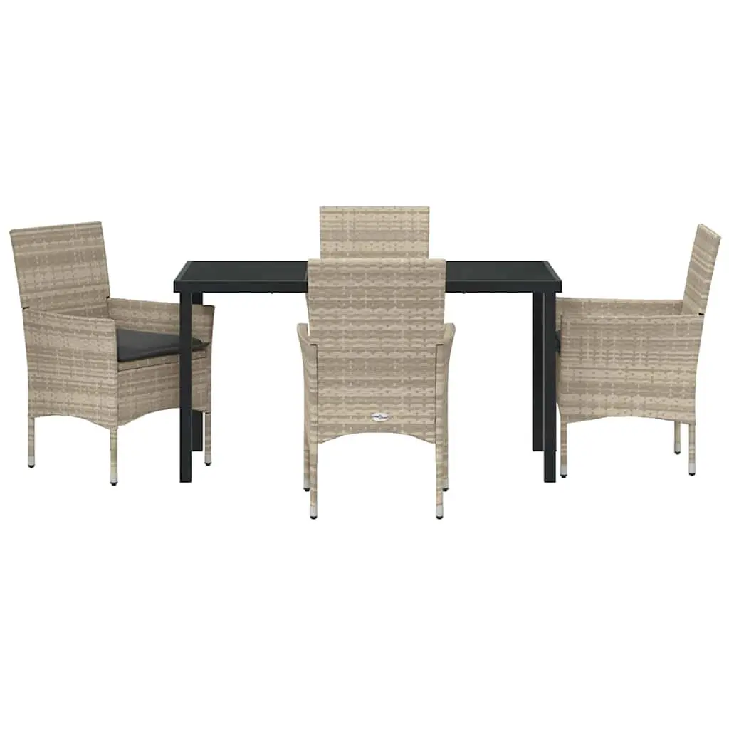 Garden Dining Set 5 Piece Outdoor Furniture Poly Rattan Chair Table Cushion
