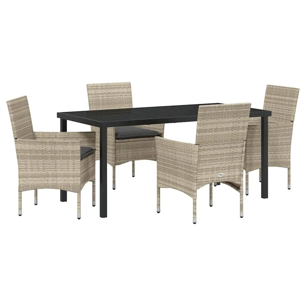 Outdoor Dining Set 5 Pieces Light Grey Poly Rattan Garden Furniture with
