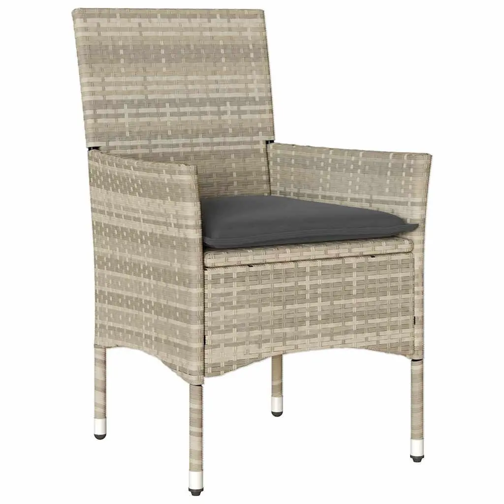 Outdoor Dining Set 5 Pieces Light Grey Poly Rattan Garden Furniture with