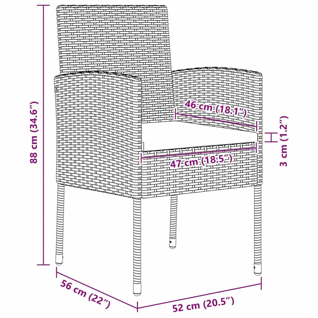 Garden Dining Set Black 5 Piece Outdoor Furniture Poly Rattan Table and Chairs with Cushions
