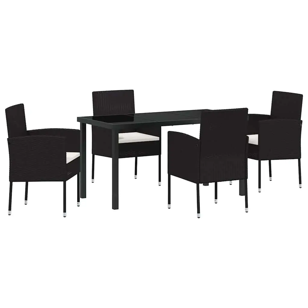 Garden Dining Set 5 Pieces Outdoor Furniture Table Chairs with Cushions Black