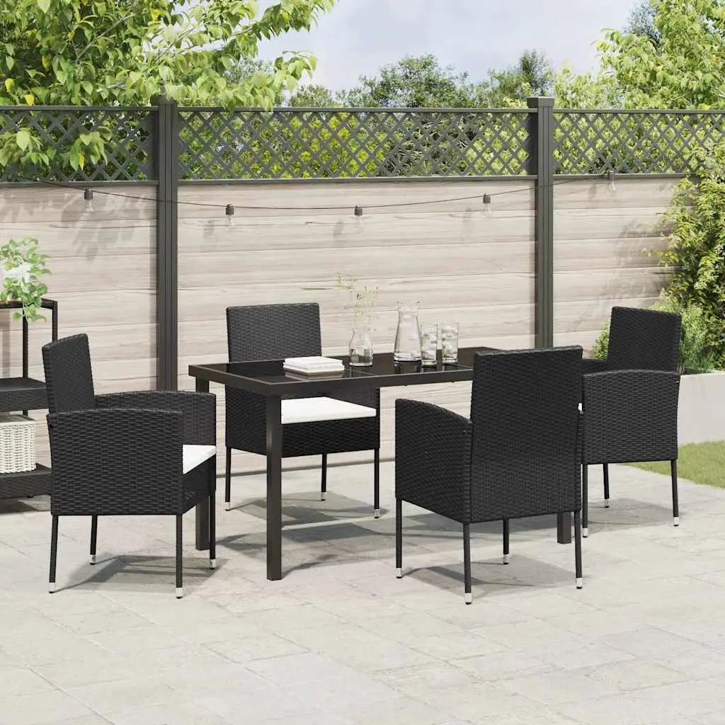 Garden Dining Set 5 Pieces Outdoor Furniture Table Chairs with Cushions Black