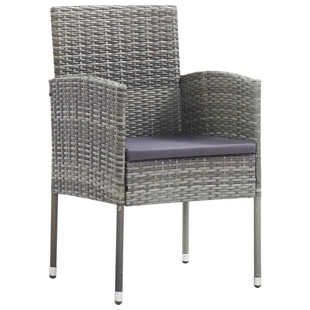 Garden Dining Set Grey 5 Piece Outdoor Furniture Poly Rattan Table with Cushions