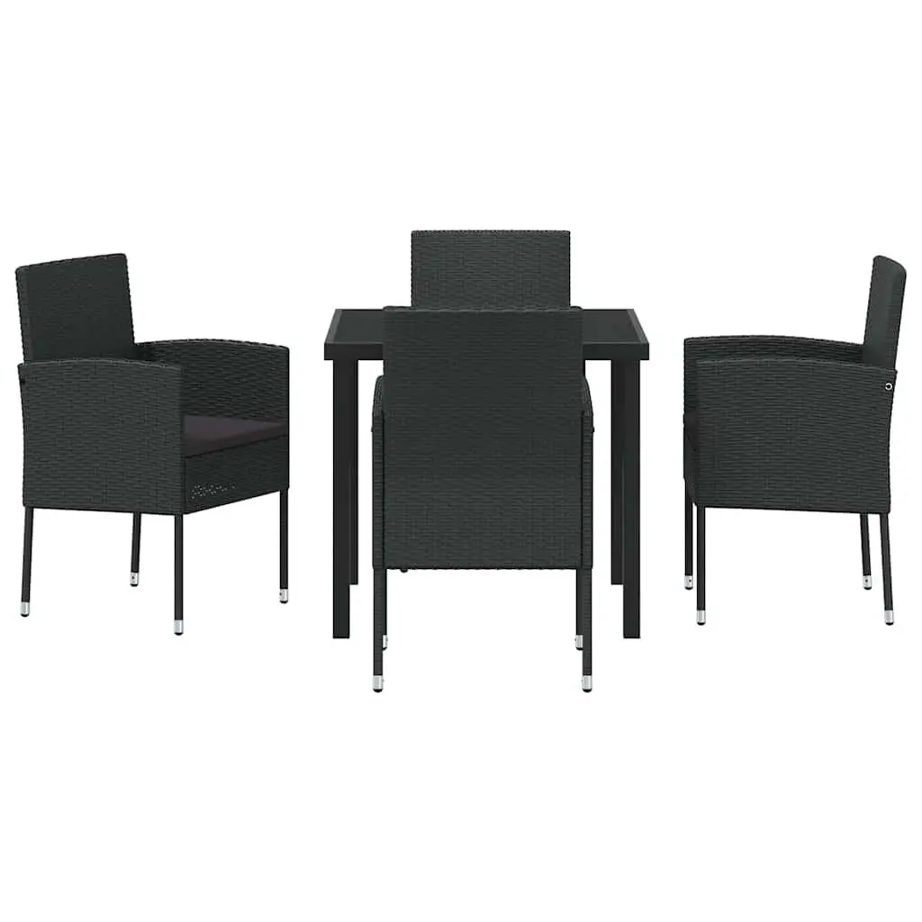 Garden Dining Set 5 Piece Outdoor Furniture Table Chairs with Cushions Black