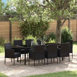 Compact 9-Piece Black Outdoor Dining Set for Gatherings