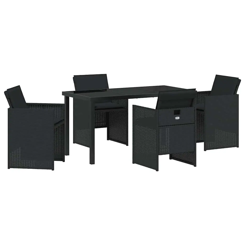 Garden Dining Set 5 Piece Outdoor Furniture Table Chairs Poly Rattan Black
