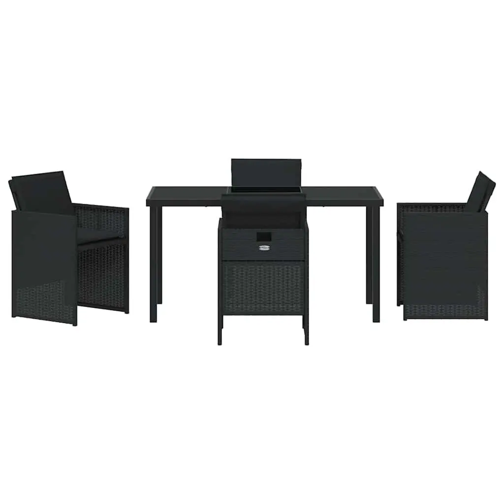 Garden Dining Set 5 Piece Outdoor Furniture Table Chairs Poly Rattan Black