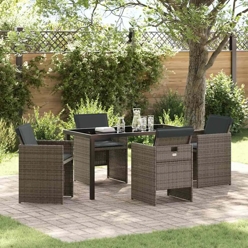 Grey 5-Piece Outdoor Dining Set with Cushions Included