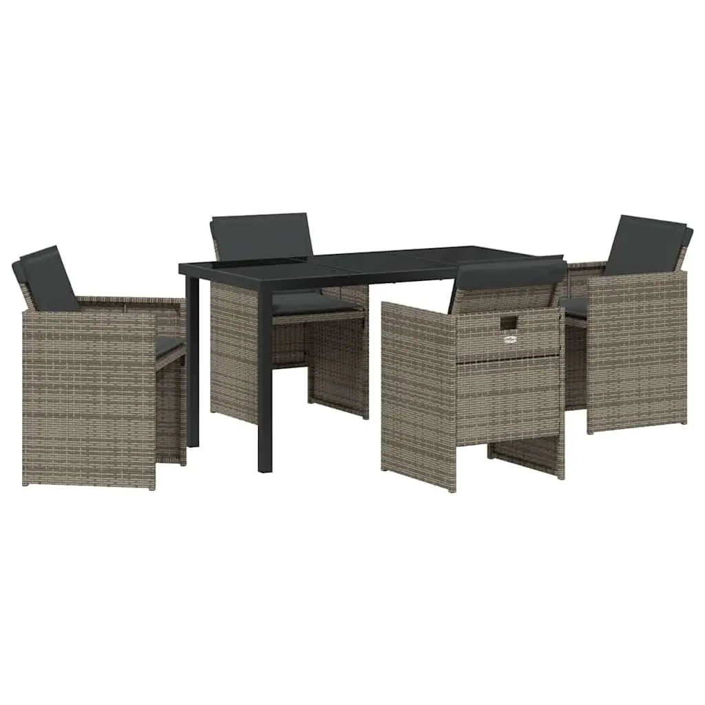 Grey 5-Piece Outdoor Dining Set with Cushions Included